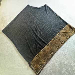 Charcoal Knit Poncho with Snakeskin Design by Passage